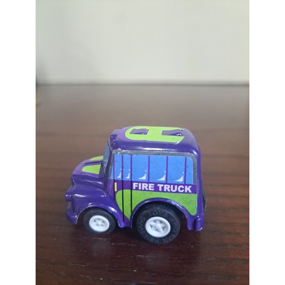 Vintage San Ren Hang Purple Fire Truck Pull Back Racer